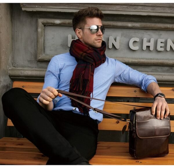 Bolsa de couro masculina tiracolo - Image 4