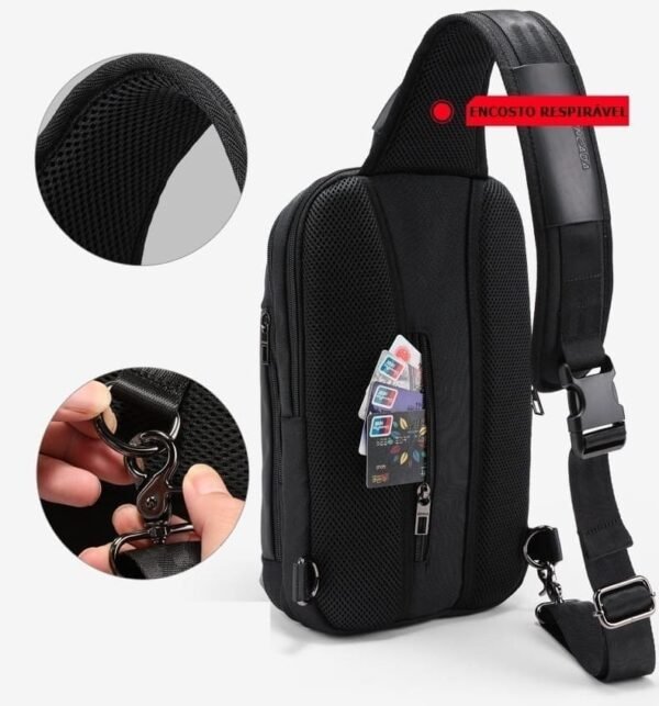 MOCHILA TRANSVERSAL MASCULINA USB ANTIFURTO - Image 11