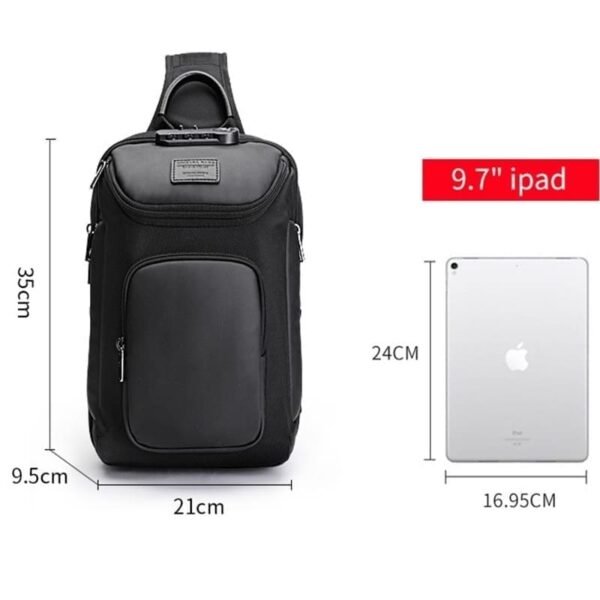 MOCHILA TRANSVERSAL MASCULINA USB ANTIFURTO - Image 9