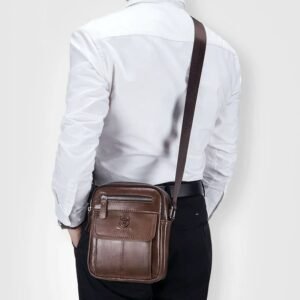 bolsa masculina transversal pequena couro