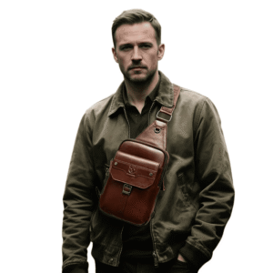bolsa masculina transversal couro legítimo